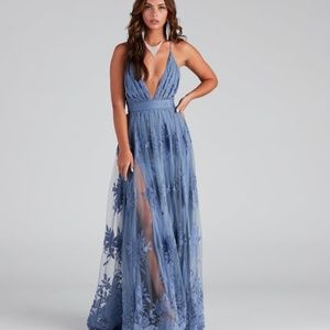 WINDSOR Morgan Formal Flocked Velvet Dress